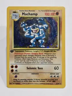 Pokemon Machamp Original Base Set, Stage 2 100 HP, Holographic, Set Number 8/102 - Image 1