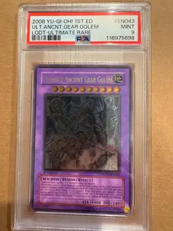 Yugioh Ultimate Ancient Gear Golem LODT-EN043 1/e Ultimate Rare PSA 9 - Image 1