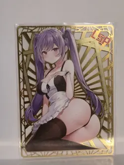 Maid Keqing LSP Waifu Card Genshin Impact Gold Premium Metal Doujin Anime - Image 1