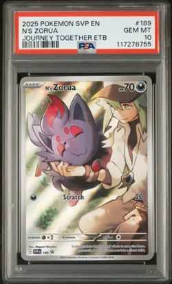 PSA 10 GEM MINT N's Zorua Promo Journey Together ETB #189 Pokemon Card TCG - Image 1