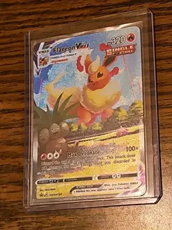 Pokemon Flareon SWSH180 VMAX Alt Art JUMBO Black Star Holo Promo Card NM - Image 1