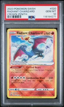 Pokemon RADIANT CHARIZARD 020/159 (2023 Crown Zenith) PSA 10 Gem Mint - Image 1