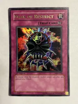 Mask of Restrict LON-018 Ultra Rare 1st Edition English Very Light Play YuGiOh! - Image 1