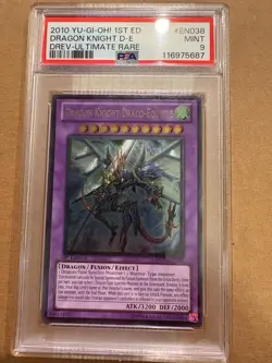 Yugioh Dragon Knight Draco-Equiste DREV-EN038 1/e Ultimate Rare PSA 9 - Image 1