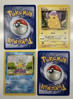 Base Set Pokemon 4 Card Starter Lot: Pikachu Charmander Bulbasaur Squirtle NM/LP - Image 3