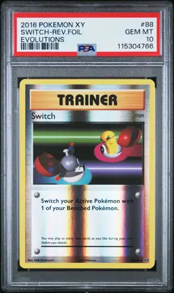2016 POKEMON XY EVOLUTIONS #88 SWITCH-REVERSE FOIL PSA 10 - Image 1