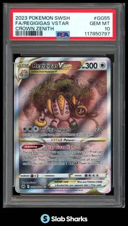 2023 POKEMON SWSH CROWN ZENITH #GG55/GG70 REGIGIGAS VSTAR FULL ART PSA 10 - Image 1
