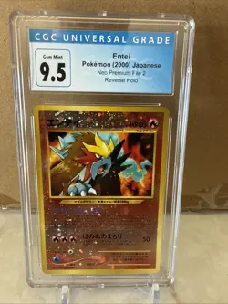 Pokemon Entei Reverse Holo Japanese Neo Premium File 2 #244 CGC 9.5 Gem Mint - Image 1
