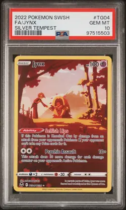 2022 POKEMON SWORD & SHIELD SILVER TEMPEST TG04 FULL ART/JYNX PSA 10 - Image 2
