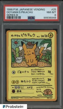 1998 Pokemon Japanese Vending Series III #25 Ooyama's Pikachu PSA 8 NM-MT - Image 1
