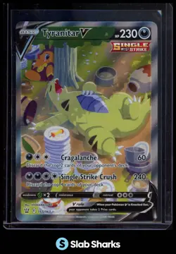 2021 POKEMON SWORD & SHIELD BATTLE STYLES #155/163 TYRANITAR V RARE - Image 1
