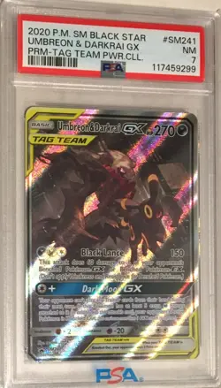 Pokemon Sun & Moon Black Star Promo PSA 7 Umbreon & Darkrai GX ALT ART SM241 - Image 1