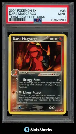 2004 POKEMON EX TEAM ROCKET RETURNS #38/109 DARK MAGCARGO PSA 9 - Image 1