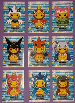 ❤HEARTS HOLO Poncho Pikachu 9 Card Set! - Pokémon Merry Christmas Card Database! - Image 4