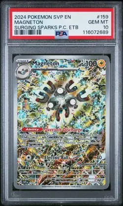 2024 POKEMON SVP EN-SV PROMO #159 MAGNETON SURGING SPARKS P.C. ETB PSA 10 - Image 1