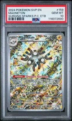 2024 POKEMON SVP EN-SV PROMO #159 MAGNETON SURGING SPARKS P.C. ETB PSA 10 - Image 1