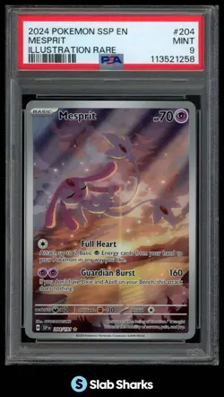 2024 POKEMON SV SURGING SPARKS - SSP EN #204/191 MESPRIT ILLUSTRATION RARE PSA 9 - Image 1