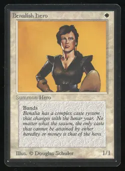 1993 MTG Magic the Gathering Beta Benalish Hero x 2 Raw LP Gaming Card TCG - Image 1