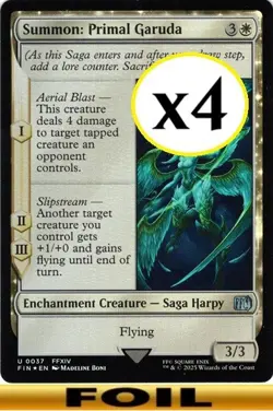 4x - Summon: Primal Garuda - FOIL - x4 (playset) - Final Fantasy - UC NM MTG - Image 1