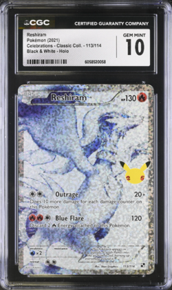 Pokemon GRADED 2021 Reshiram 113 Celebrations Classic Coll. B & W GM 10 CGC - Image 1