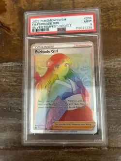 Pokemon 2022 Silver Tempest Secret Rare Full Art FURISODE GIRL #205 PSA 9 Mint - Image 1