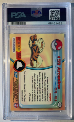 Pokemon PSA 8 Arcanine Rainbow Holo Foil 59 - Blue Logo Topps Near Mint Card - Image 2