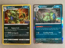 Pokemon TYRANITAR Holo 2-card lot 043/078 Pokemon Go & 095/159 Journey Together - Image 1