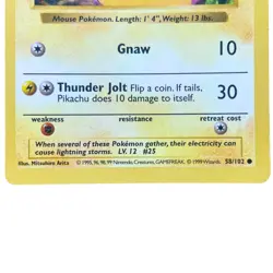 Pikachu Red Cheeks Shadowless Base Set 58/102 1999 Pokemon Card VERY RARE! - Image 4