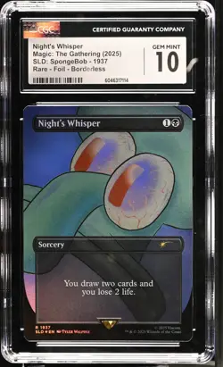 NIGHT'S WHISPER Secret Lair Foil Spongebob CGC 10 MTG [Nostalgium] - Image 1