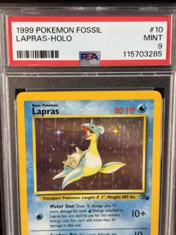 1999 POKEMON FOSSIL #10 LAPRAS-HOLO PSA 9 - Image 1