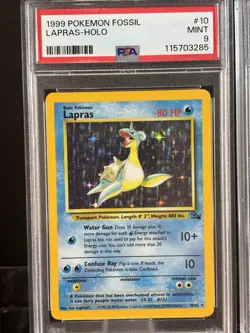 1999 POKEMON FOSSIL #10 LAPRAS-HOLO PSA 9 - Image 2