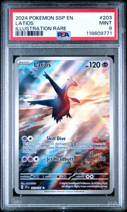 2024 Pokemon Ssp En-Surging Sparks #203 Latios Illustration Rare PSA 9 MINT - Image 1