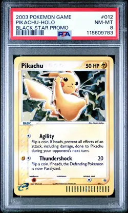 2003 Pokemon Black Star Promo #012 Pikachu Holo Black Star Promo PSA 8 NM-MT - Image 1