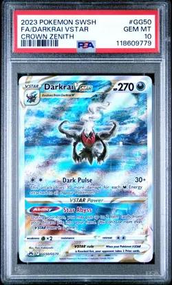 2023 Pokemon Sword & Shield #GG50 Full Art Darkrai Vstar Crown Zenith PSA 10 - Image 1