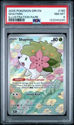 2025 POKEMON DRI EN-DESTINED RIVALS 185 SHAYMIN IR PSA 8 - Image 1
