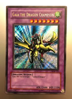 Yugioh Gaia the Dragon Champion LOB-125 Legend of Blue Eyes Secret Rare LP - Image 1