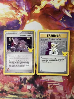 Imposter Professor Oak 73/102 & Rocket’s Admin 86/109 Celebrations Pokemon Card - Image 1