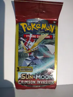 Pokemon Sun & Moon: Crimson Invasion - 1x Mini Booster 3 Card Pack Long Crimp - Image 2