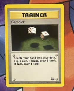 Gambler Trainer Fossil Base Set 60/62 Common Pokemon Card - Image 1