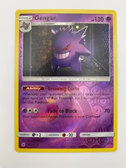 Pokemon TCG Gengar 38/111 Crimson Invasion Sun & Moon Reverse Holo Rare Card NM - Image 1