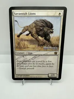 MTG 8th Ed Oversized Promo Savannah Lions (Origins '03) RARE SIGNED *CCGHouse* - Image 1