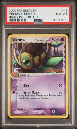 2006 Pokemon EX Dragon Frontiers # 42 Vibrava Reverse Foil PSA 8 Card NM-MINT! - Image 1