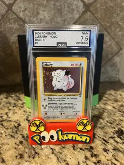 2000 POKEMON CLEFAIRY SWIRL HOLO BASE II 6/130 AGS 7.5 - Image 1