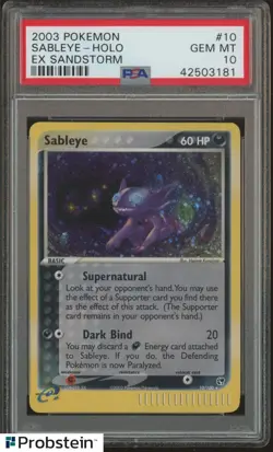2003 Pokemon Ex Sandstorm #10 Sableye Holo PSA 10 GEM MINT - Image 1