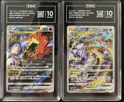 SET 2 TAG 10 GEM MINT Japanese Pokemon CHARIZARD MEWTWO VST 212/172 221/172 S12a - Image 1