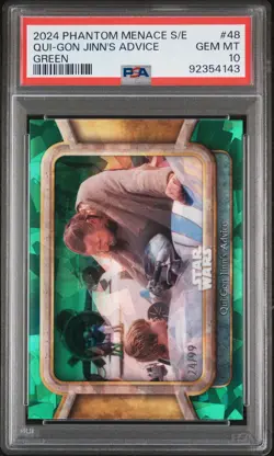 Topps Chrome Star Wars Sapphire PSA 10 Qui-Gon Jinn's Advice /99 Green #48 *312 - Image 1