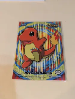 Pokemon Topps Charmander Card #04 Sticker TV Animation Series 10 of 10 Blue Logo - Image 1