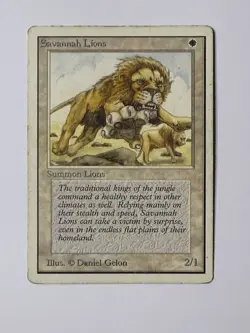 MTG Magic the Gathering Savannah Lions Unlimited Edition HP Heavy Play - Image 1