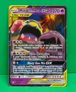 Pokemon Tag Team MINT Condition Muk & Alolan Muk GX 61/214 SM Unbroken Bonds - Image 1