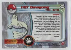 Dewgong Topps Pokemon TV Animation Edition Series 2 #87 2000 yf1 - Image 2